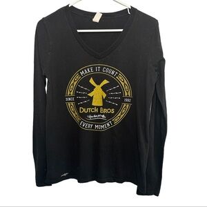 Dutch Bros Black V-Neck Gold Ink “Make It Count…” DB 1992